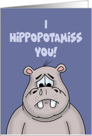 Miss You Card With Cartoon Hippo I Hippopotamiss You card