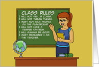 Humorous Teacher Appreciation Card With Class Rules card