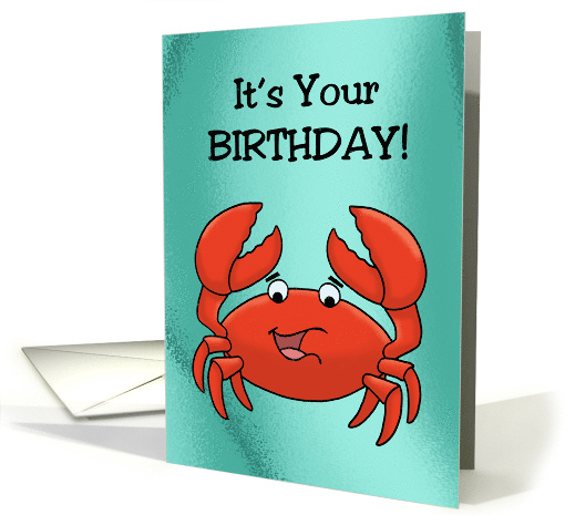 Cute Kids Birthday Card With Cartoon Crab Totally Clawsome card