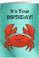Cute Kids Birthday Card With Cartoon Crab Totally Clawsome card