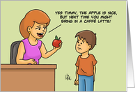 Humorous Teacher Appreciation Day Boy Giving Teacher Apple card