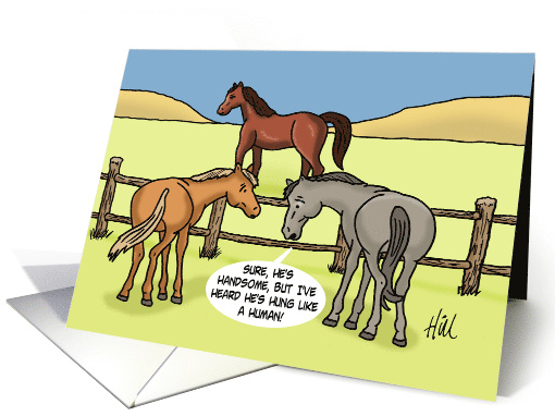 Humorous National Horse Day Card Hung Like A Human card (1605478)