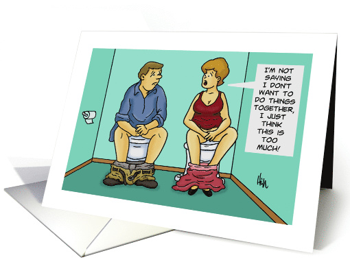 Funny Adult Blank Card Doing Things Together Couple On Toilets card