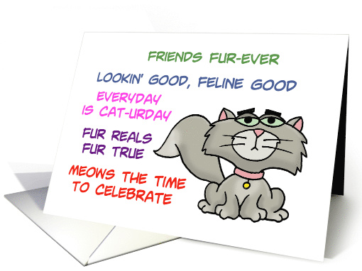 Hi, Hello Card With Cartoon Cat And Cat Puns card (1605844)