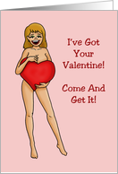 Adult Valentine Card With Nude Woman Wearing A Heart Only card