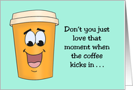National Coffee Day Card With A Cartoon Coffee Cup Coffee Kicks In card