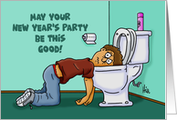 Adult New Year’s Card With Man With Head In Toilet After Puking card