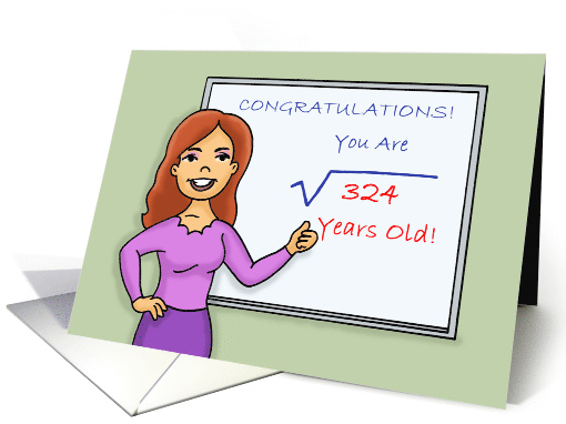 18th Birthday Card With Teacher And Whiteboard and Square Root card