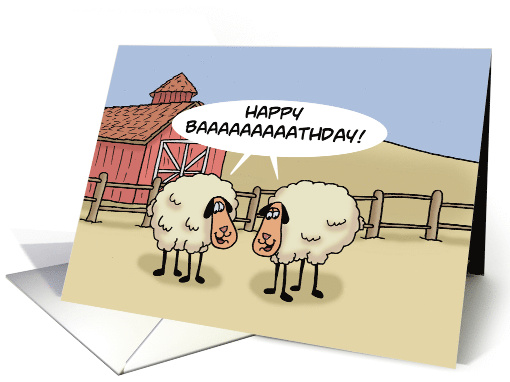 Humorous Birthday Card With Two Cartoon Sheep Happy Baaathday card