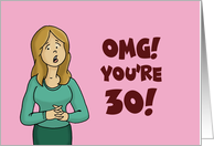 30th Birthday Card OMG You’re 30! My Thoughts Are With You card