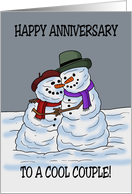 Cute Anniversary Card With Snowman Couple To A Cool Couple card