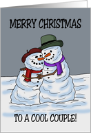 Cute Christmas Card With Snowman Couple To A Cool Couple card