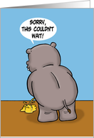 Humorous Adult Birthday Card With Hippo Taking A Leak Couldn’t Wait card