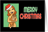 Adult Christmas Card With Cartoon Woman From Me And My Pussy card