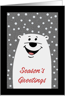 Cute Christmas Card With Cartoon Polar Bear With Snow Falling card