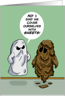 Humorous Adult Blank Note Card With Ghost Covered In Poop card