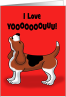 Cute Anniversary Card With Howling Hound Dog I Love Yooooouu! card