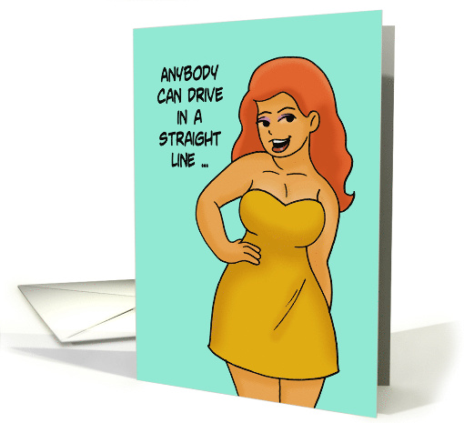 Love Romance Card With Curvy Woman Cartoon Handle The Curves card
