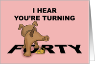 Humorous Adult 40th Birthday Card With Dog Peeing On Word Forty card
