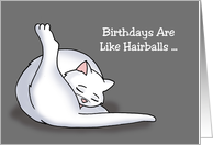 Humorous Adult Birthday Card Birthdays Are Like Hairballs card