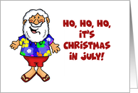 Humorous Christmas In July Card With Santa In A Hawaiian Shirt card