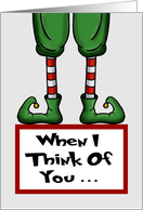 Humorous Adult Christmas Card When I Think Of You I Touch My Elf card