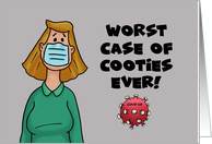 Covid-19 Card Cartoon Woman In Mask Worse Case Of Cooties Ever card