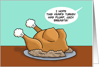 Adult Thanksgiving Card With Cartoon Turkey With Human Like Breasts card