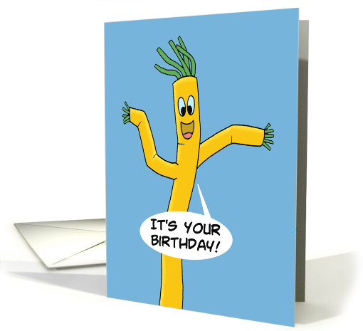 Birthday Card With Dancing Balloon Man Figure Let's Celebrate card
