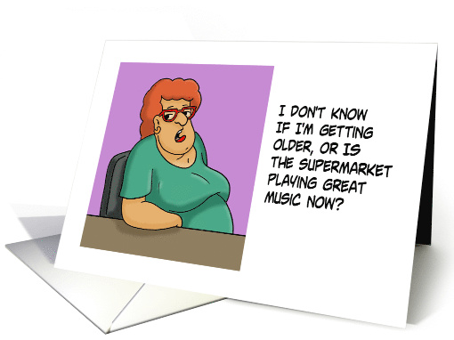 Blank Note Card Is The Supermarket playing Great Music Now? card