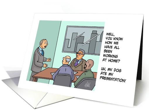 Humorous Blank Coronavirus Cartoon My Dog Ate My Presentation card