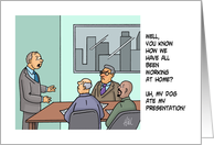 Humorous Boss’s Day Card With A Cartoon My Dog Ate My Presentation card