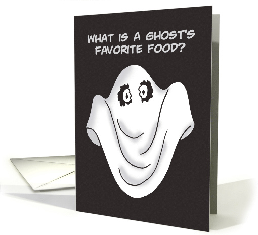 Funny Halloween Card What Is A Ghost's Favorite Food? Spookghetti card