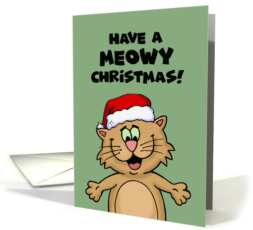Humorous Christmas Card With Cat Have A Meowy Christmas card (1641196)