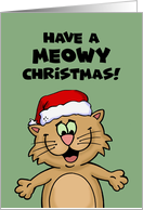 Humorous Christmas Card With Cat Have A Meowy Christmas card
