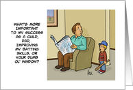 Funny Father’s Day Card With Kid About Window He Broke With Bat card