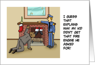 Humorous Blank Card With Cartoon About Santa Stuck In Chimney card