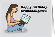 Granddaughter’s 11th Birthday Card With Girl Working On Laptop card