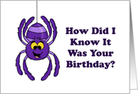 Cute Birthday Card With A Cartoon Spider It’s All Over The Web card