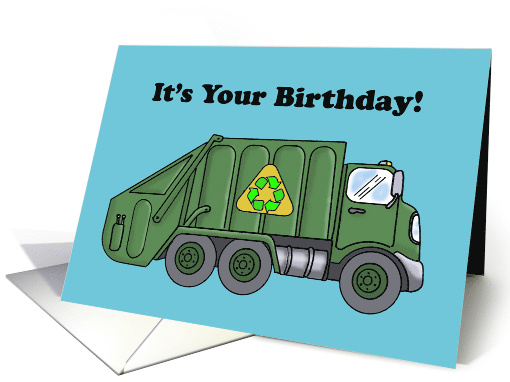 Kids Birthday Card With A Drawing Of A Garbage Truck card (1665974)
