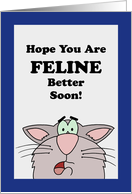 Cute Get Well Card With Cartoon Cat Hope You Are Feline Better Soon card