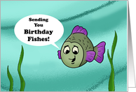 Cute Birthday Card With Cartoon Fish Sending Birthday Fishes card