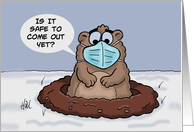 Groundhog Day With Masked Groundhog Is It Safe To Come Out Yet card