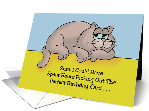 Humorous Birthday With Cartoon Cat I Could Have Spent Hours card