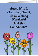Cute Friendship Card With Cartoon Flowers Guess Who Is card