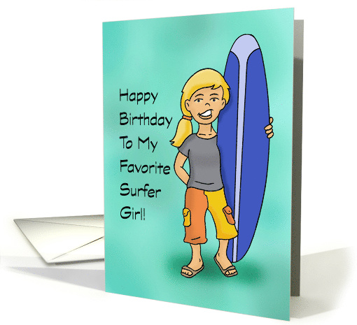 Birthday For Young Girl With Cartoon Surfer To My... (1670918)