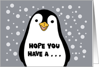 Cute Christmas Card With Cartoon Penguin Hope You Have A Cool Yule card