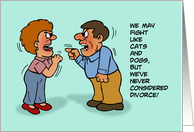 Anniversary With Cartoon Fighting Couple Never Considered Divorce card