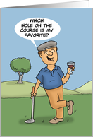 Birthday With Cartoon Golfer What Is My Favorite Hole On The Course card