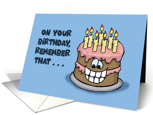 Humorous Birthday With Cartoon Cake Cake Farts Don't Count card